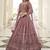 Rust orange thread and Sequins embroidered silk semi stitched lehenga