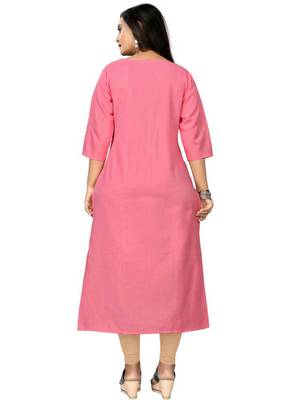 Light pink color embroidery work cottan slub exclusive kurti. 2