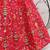 Red, green and yellow colored thread and sequins embroidered silk semi stitched lehenga