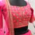 Deep pink thread and Sequins embroidered silk semi stitched lehenga