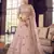 Oyster Pink Peach zarkan, zari, gota and thread embroidered organza semi stitched lehenga