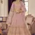 Quicksand Peach Zarkan, gota and thread embroidered organza semi stitched lehenga