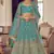 Breaker Bay Turquoise Zarkan, gota and thread embroidered organza semi stitched lehenga