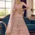 Clam Shell Peach zarkan, zari and thread embroidered crepe-silk semi stitched lehenga