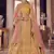 Yellow zarkan, gota and thread embroidered organza semi stitched lehenga