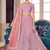 Pink zarkan, zari and thread embroidered organza semi stitched lehenga