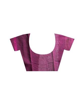 Wine  Chanderi silk blend Saree With Multicolor Woven Lines And Border 4