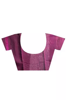 Wine  Chanderi silk blend Saree With Multicolor Woven Lines And Border