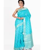 Blue Pure Silk Bandhej Saree With Woven Zari Border And Pallu