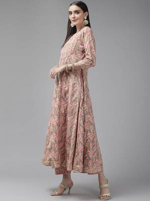 Peach embroidered cotton ethnic-kurtis 2