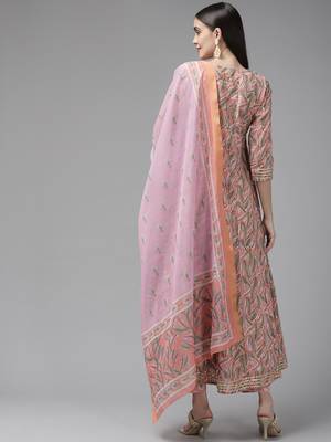 Peach embroidered cotton ethnic-kurtis 3