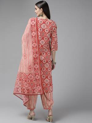 Red printed cotton ethnic-kurtis 3