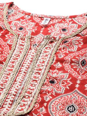Red printed cotton ethnic-kurtis 4