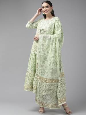 Green printed cotton ethnic-kurtis 1