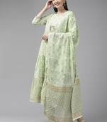Green printed cotton ethnic-kurtis