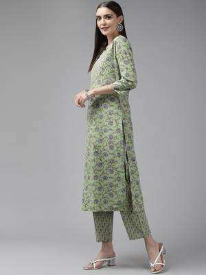 Green printed cotton ethnic-kurtis 2