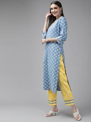 Blue printed cotton ethnic-kurtis 2
