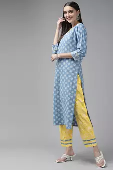Blue printed cotton ethnic-kurtis