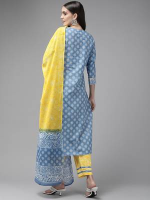 Blue printed cotton ethnic-kurtis 3