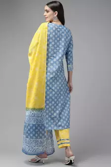 Blue printed cotton ethnic-kurtis