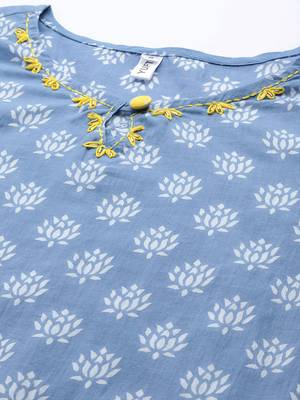Blue printed cotton ethnic-kurtis 4