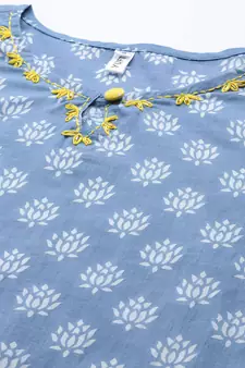 Blue printed cotton ethnic-kurtis