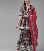 Black printed cotton ethnic-kurtis