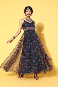 Navy-blue printed nylon 