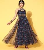 Navy-blue printed nylon 