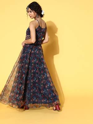 Navy-blue printed nylon  3