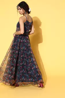 Navy-blue printed nylon 
