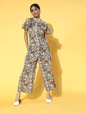White printed cotton Jumpsuits 1