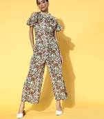 White printed cotton Jumpsuits