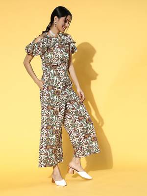 White printed cotton Jumpsuits 2