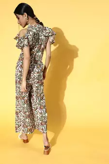 White printed cotton Jumpsuits