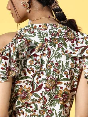 White printed cotton Jumpsuits 5
