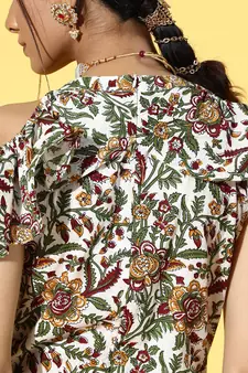 White printed cotton Jumpsuits