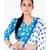 Blue Polka Dotted Front Side Pleadted Padded Chiffon Blouse