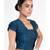 Mid Night Blue Rawsilk Padded Blouse With Scallop Overlap Design