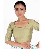 Acid Green Silk Padded Blouse With Back Design