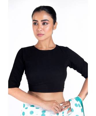 Black Crepe Padded Blouse With Back Tie 1
