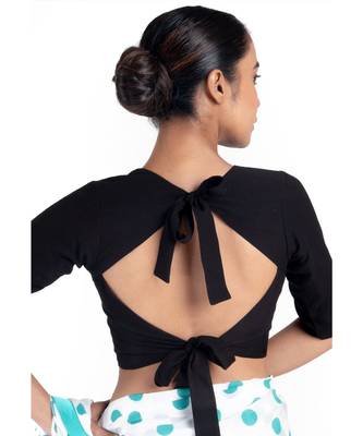 Black Crepe Padded Blouse With Back Tie 3