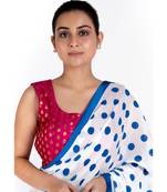 Pink Brocade Sleeveless  Padded Blouse With Back Opening And Dori Latkan