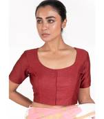 Maroon Rawsilk Padded Blouse With Back Design