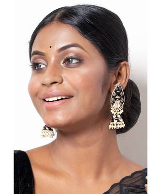Black Handpainted Earrings 1