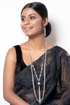 Silver String Necklace Set