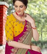 Pink Embroidered Satin Party Wear Saree With Blouse