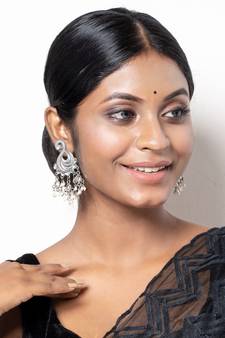 Antique Silver Peacock Earrings