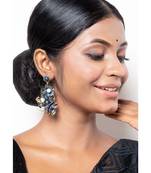 Blue Floral Tassel Earrings