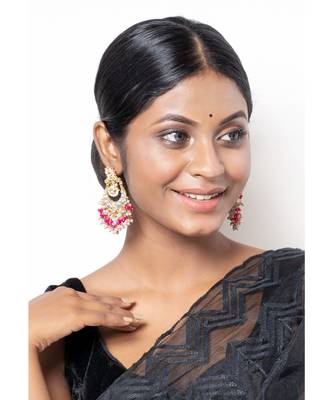 Grey Meenakari Earrings 1